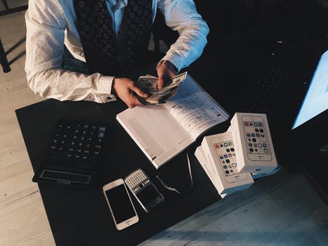 Accountant counting money