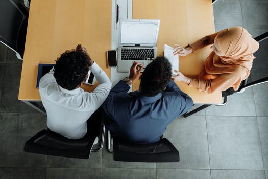 A top view of people working together