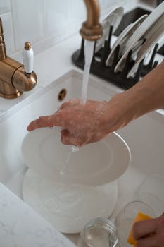 Cleaning of white ceramic plate