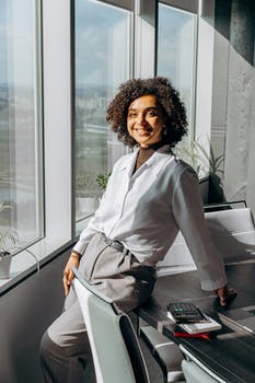 A working woman in business attire