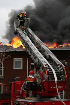 Firefighters on a fire truck