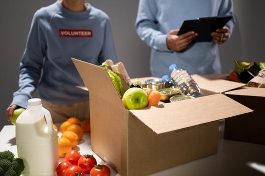 Food and drinks inside the carton box 