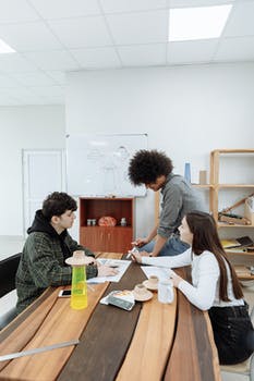 Coworkers having meeting 