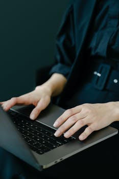 Woman using laptop for remote work