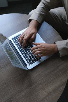 Man working on laptop in office