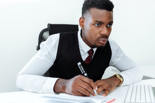 Businessman man suit desk